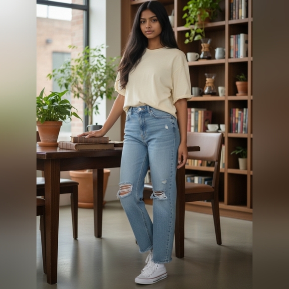 Anthropologie Pistola Presley High Waist Relaxed Boyfriend Jeans Distressed